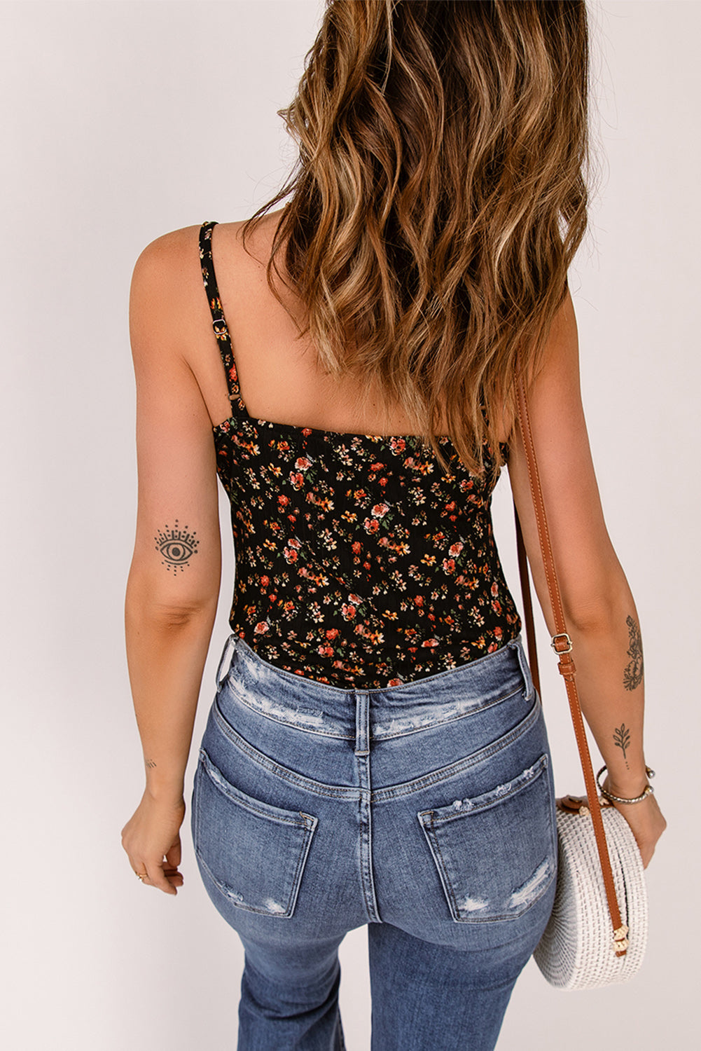 Floral Spaghetti Strap Bodysuit - White Stag Clothing