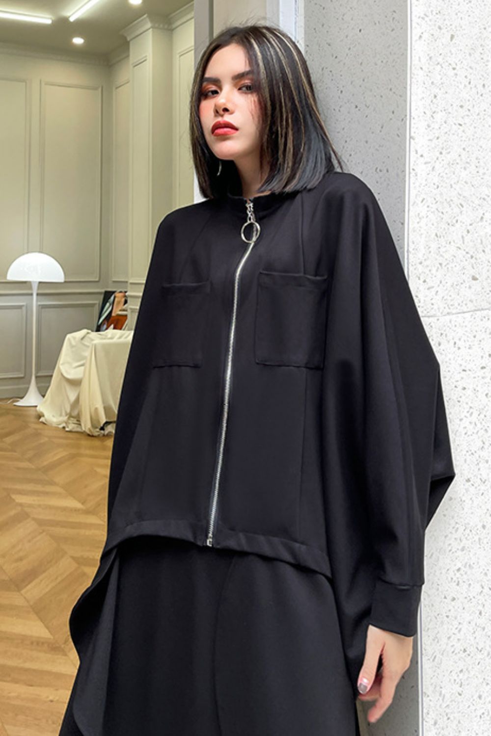 Zip Up Dolman Sleeve Jacket