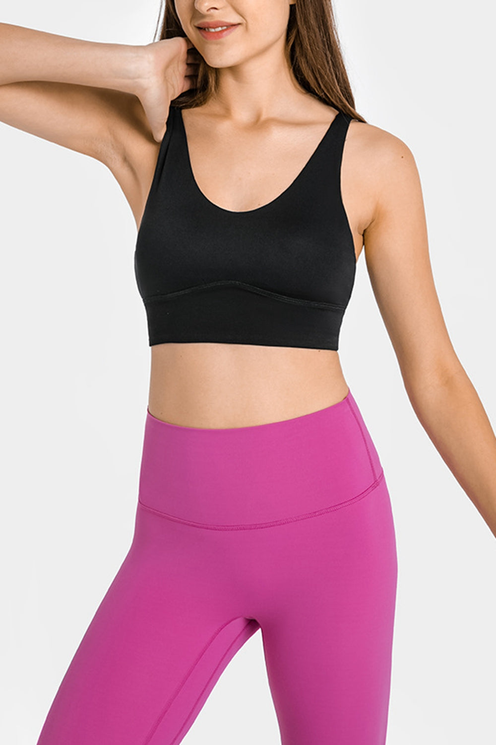 Crisscross Scoop Neck Sports Bra - White Stag Clothing