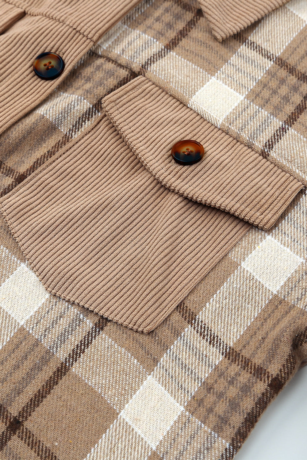 Plaid Corduroy Dropped Shoulder Jacket - White Stag Clothing