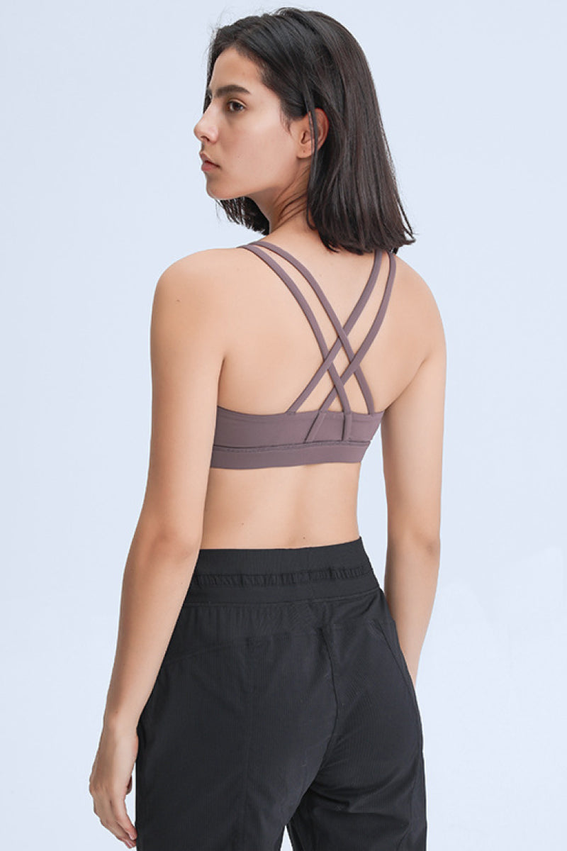 Strappy Back Crisscross Sports Bra - White Stag Clothing