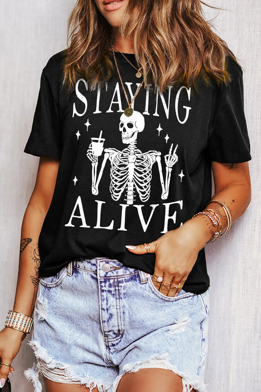 Graphic Round Neck Short Sleeve T-Shirt