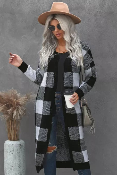 Buffalo Plaid Duster Cardigan - White Stag Clothing