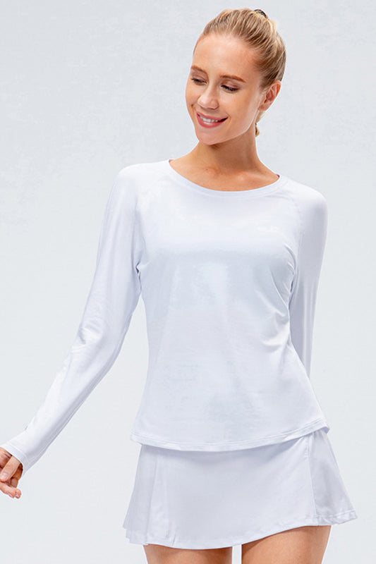 Raglan Sleeve Round Neck Athletic Top - White Stag Clothing
