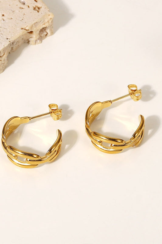 Linked Together Chain C-Hoop Earrings - White Stag Clothing