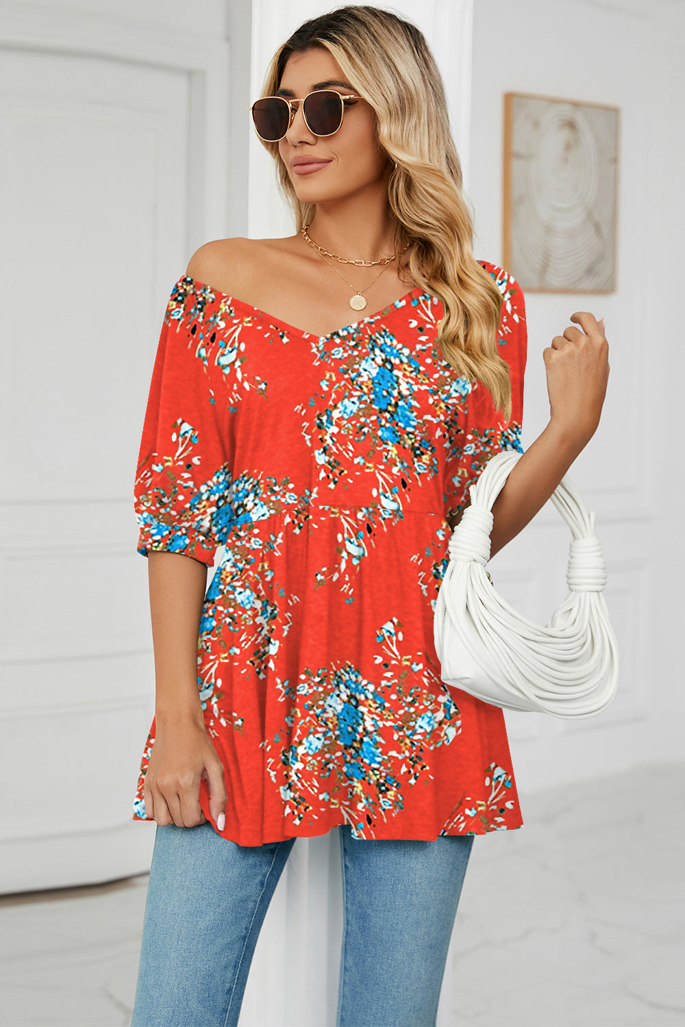 V-Neck Babydoll Blouse