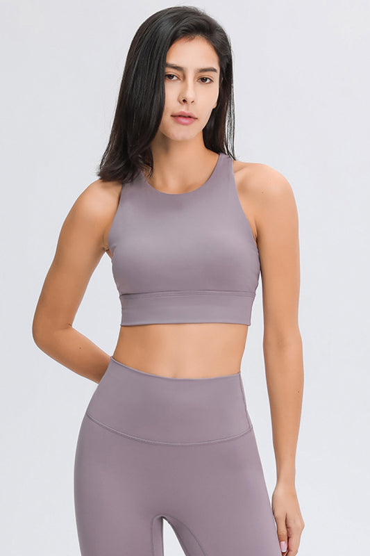 Cut Out High Neck Sports Bra - White Stag Clothing