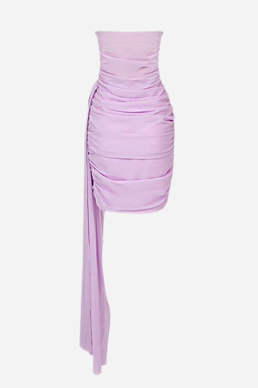 Strapless Ruched Cascading Detail Dress - White Stag Clothing