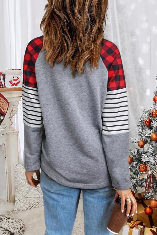 HAPPY CHRISTMAS Striped Long Sleeve T-Shirt