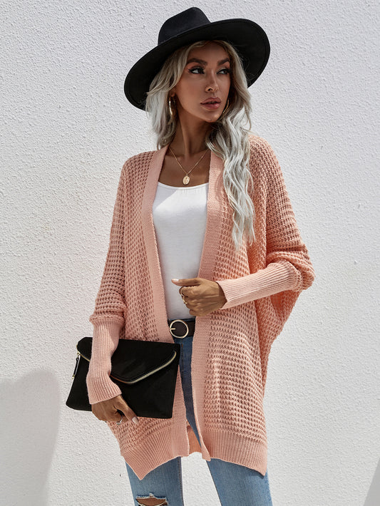Waffle Knit Open Front Cardigan - White Stag Clothing