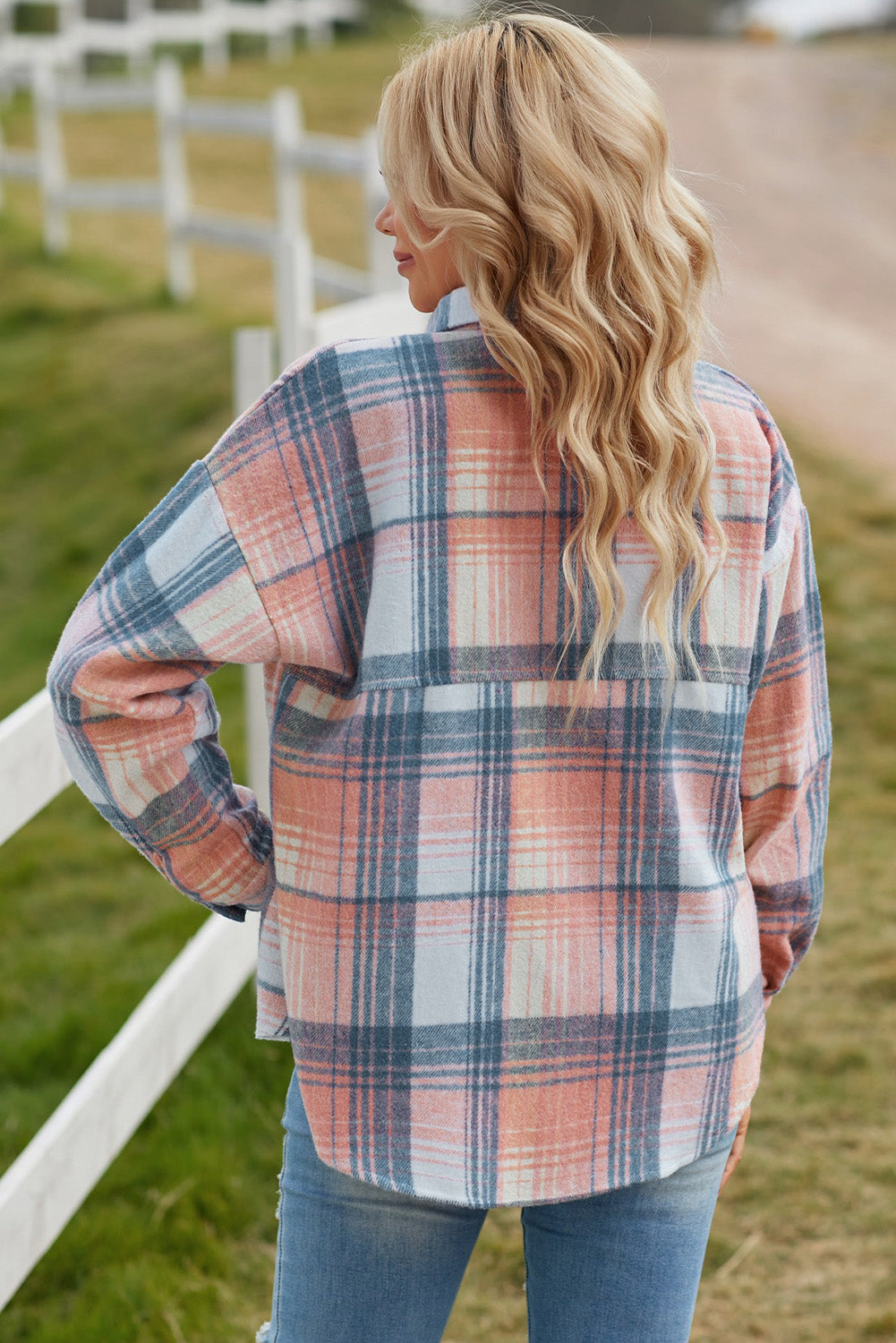 Plaid Dropped Shoulder Shacket - White Stag Clothing