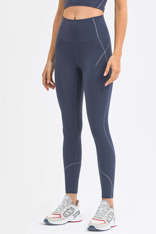 Striped Print Sports Leggings - White Stag Clothing