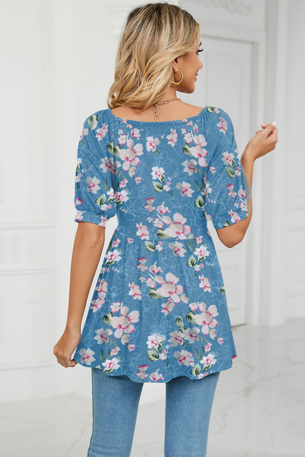 V-Neck Babydoll Blouse