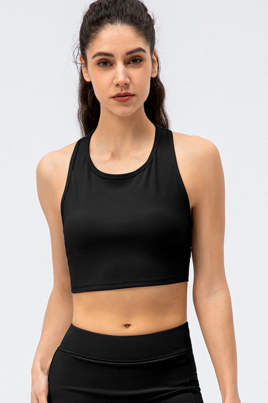 Ribbed Cropped Yoga Racerback Tank Top - White Stag Clothing