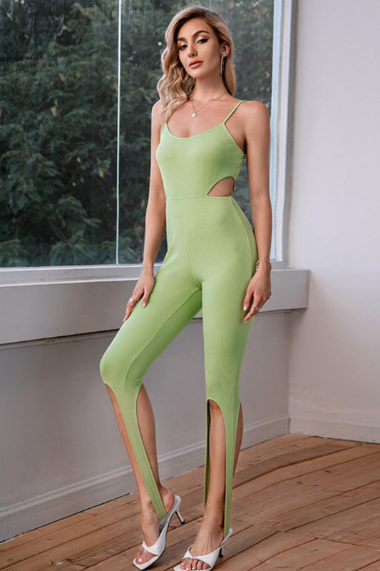 Spaghetti Strap Cutout Stirrup Jumpsuit - White Stag Clothing