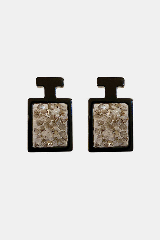 Crystal Square Shape Stud Earrings - White Stag Clothing
