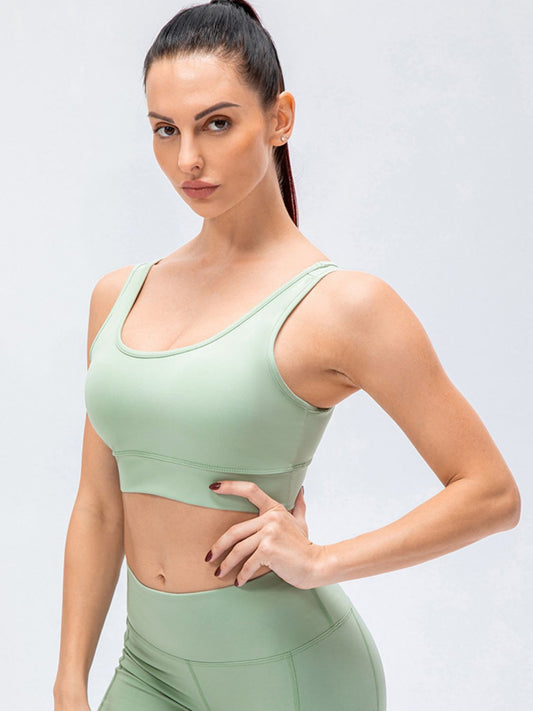 Scoop Neck Padded Sports Bra - White Stag Clothing