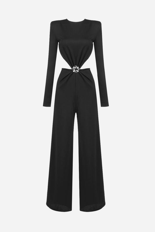 Round Neck Open Back Top and Pants Set - White Stag Clothing