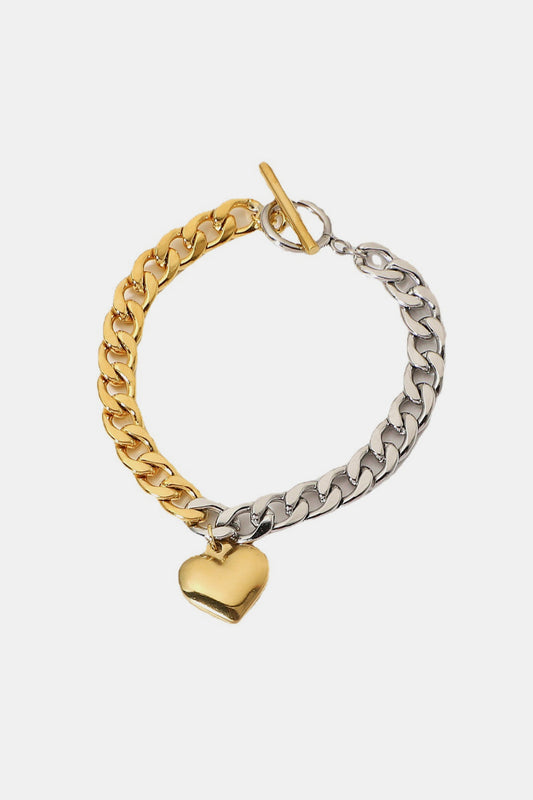Chain Heart Charm Bracelet - White Stag Clothing