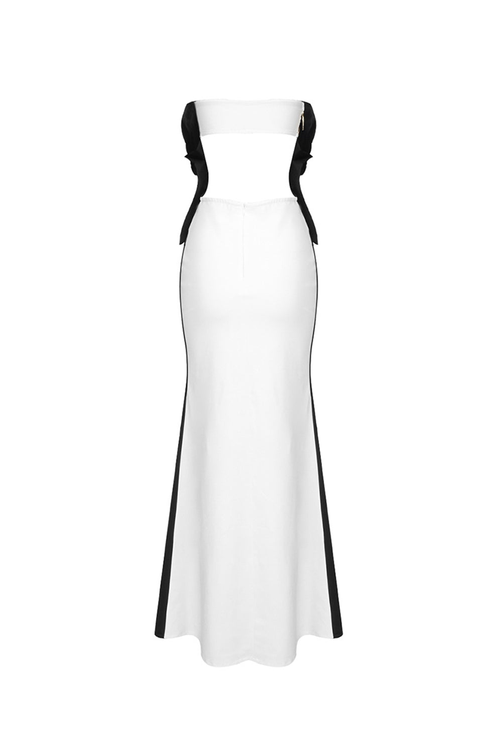 Two-Tone Strapless Cutout Bow Detail Dress - White Stag Clothing