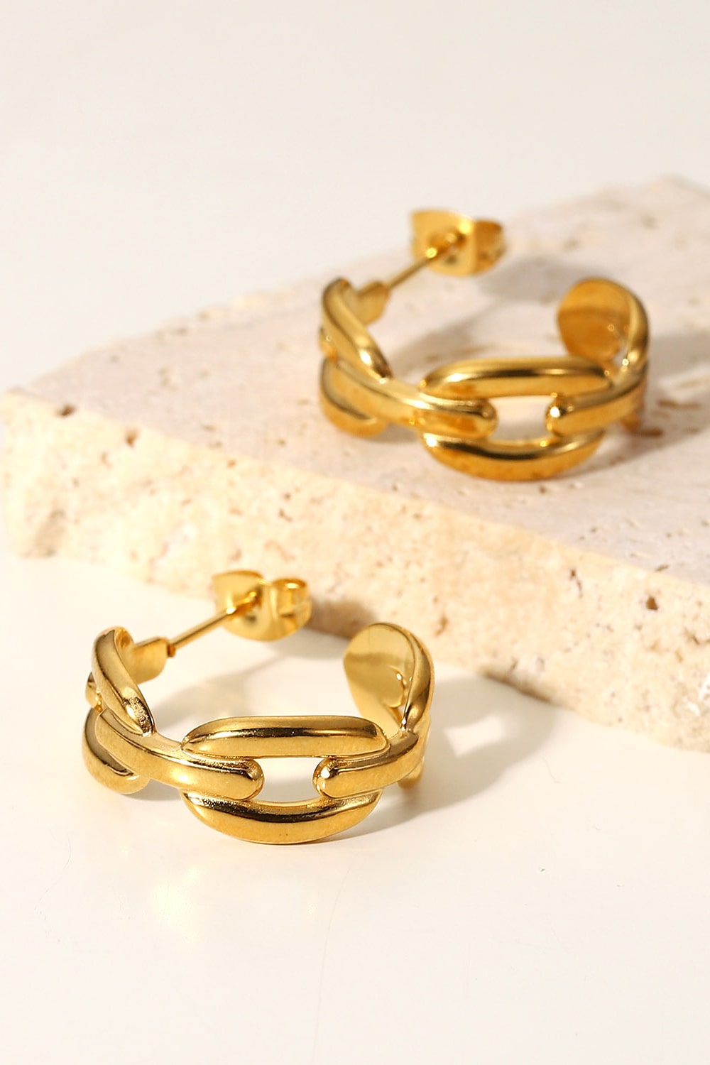 Linked Together Chain C-Hoop Earrings - White Stag Clothing