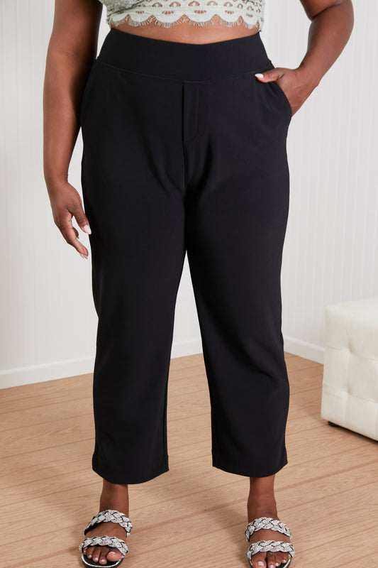 Zenana Always Classy Full Size Cropped Pants in Black - White Stag Clothing