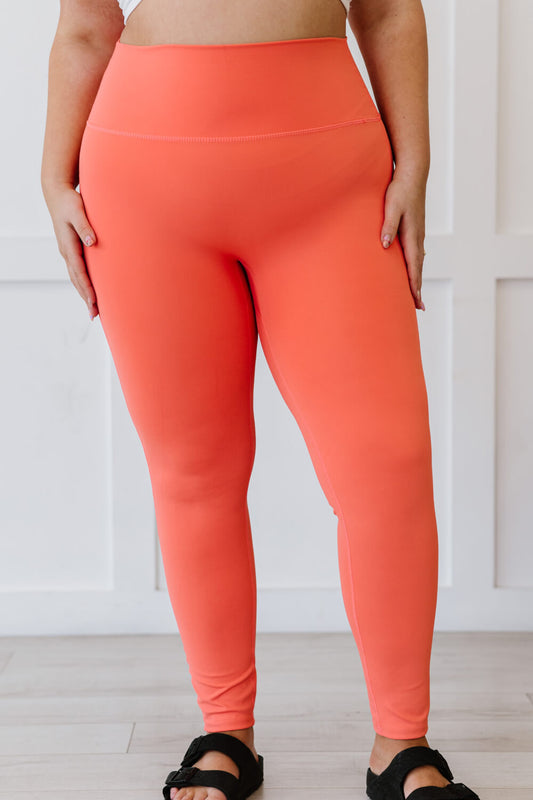 Zenana On Your Mark Full Size High Waisted Active Leggings in Deep Coral - White Stag Clothing