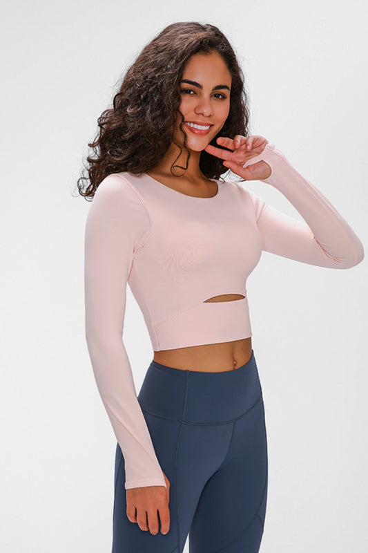 Long Sleeve Cropped Top With Sports Strap - White Stag Clothing